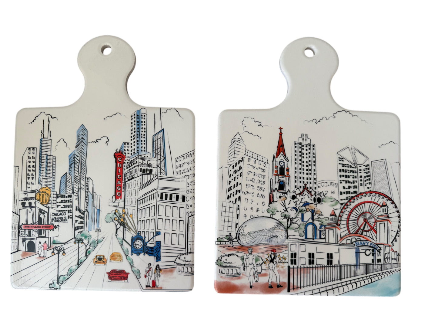 Chicago Artistry Ceramic Paddle Trivet set