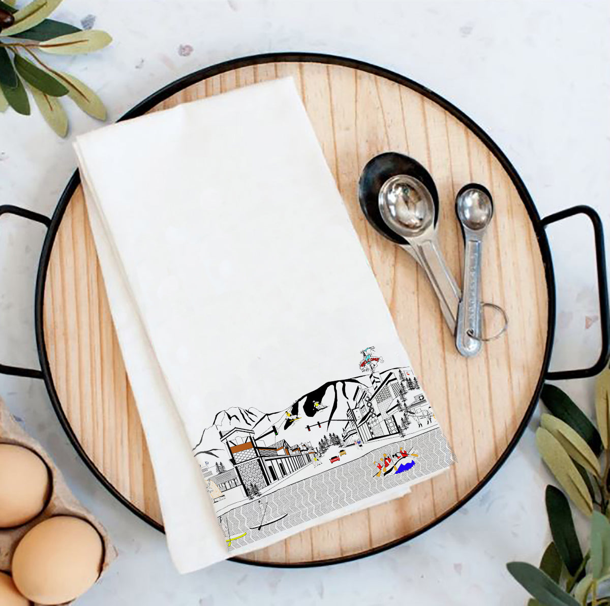 Jackson Hole Printed Skyline Flour Sack Tea Towel