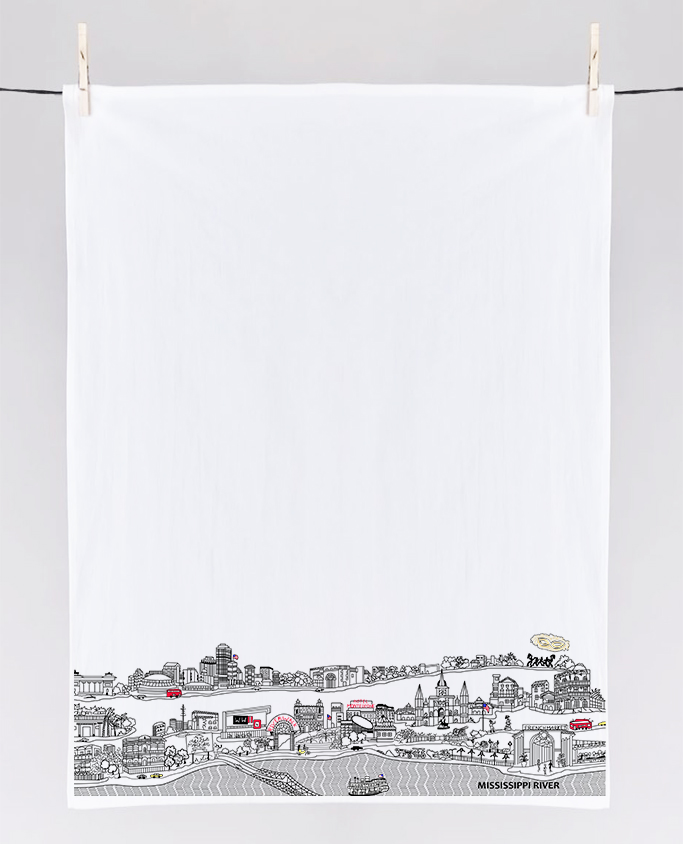 New Orleans Printed Skyline  Flour Sack Tea Towel