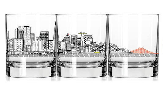 San Francisco Printed Skyline Rocks Glass