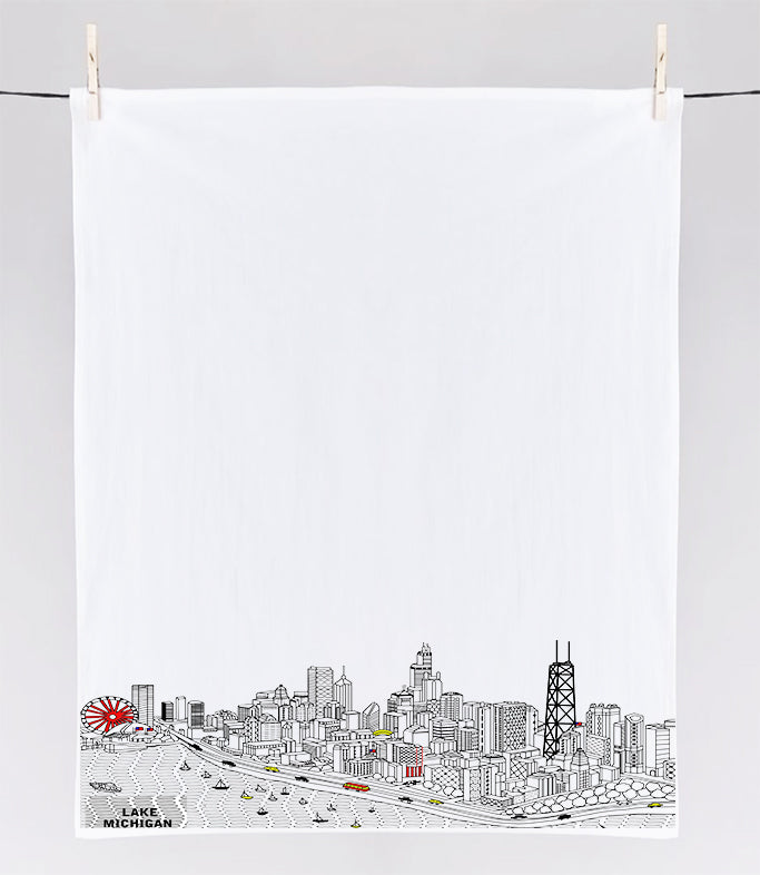 Chicago Printed Skyline Flour Sack Tea Towel