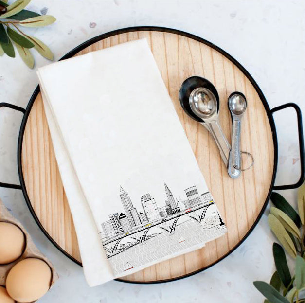 Cleveland Printed Skyline Flour Sack Tea Towel