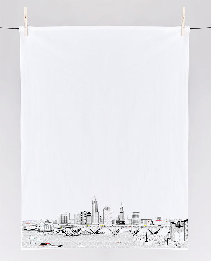Cleveland Printed Skyline Flour Sack Tea Towel