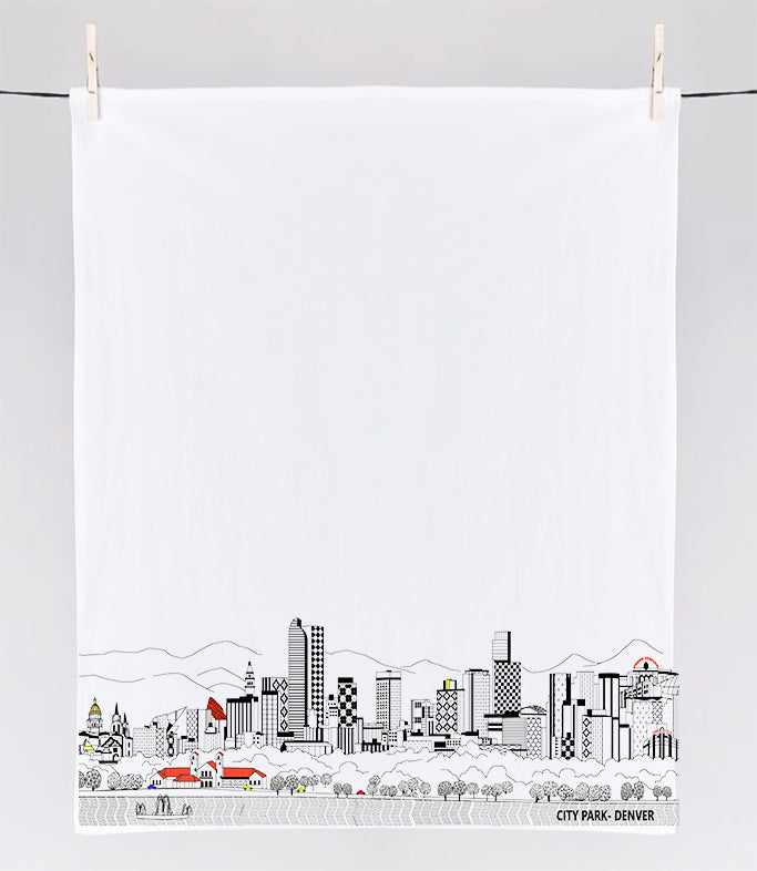 Denver Printed Skyline Flour Sack Tea Towel
