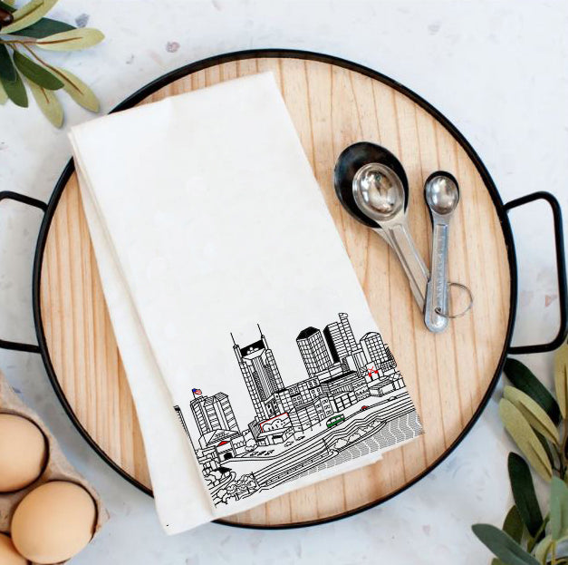 Nashville, TN Printed Flour Sack Tea Towel