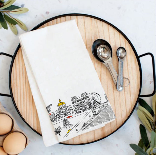 Paris Printed Flour Sack Tea Towel