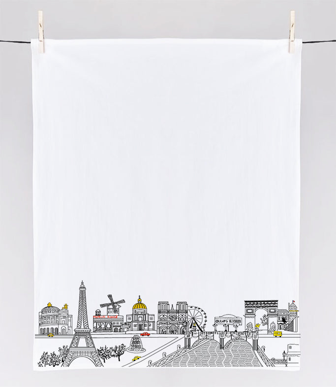 Paris Printed Skyline  Flour Sack Tea Towel