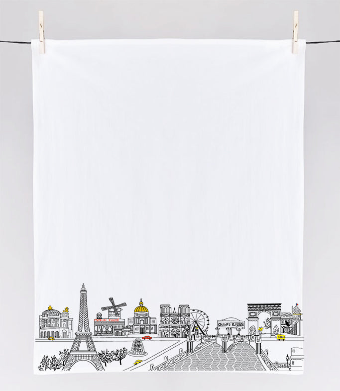 Paris Printed Skyline Flour Sack Tea Towel