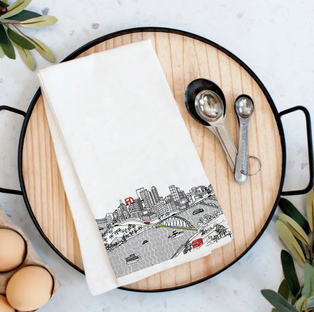 Pittsburgh Printed Skyline Flour Sack Tea Towel