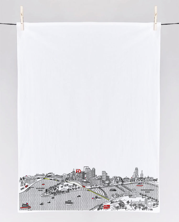 Pittsburgh Printed Skyline Flour Sack Tea Towel