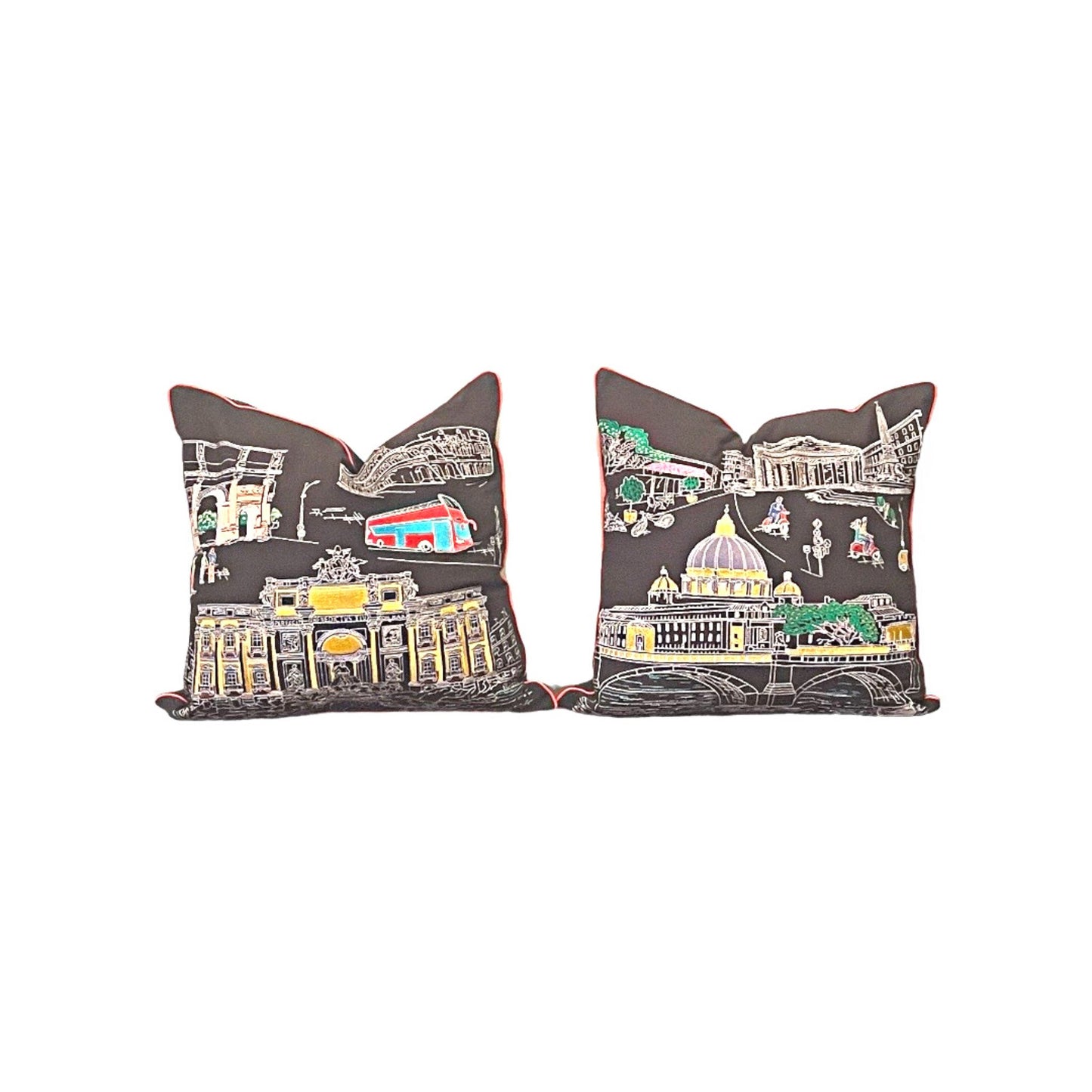 Embroidered City Artistry Collection Rome Pillow Set