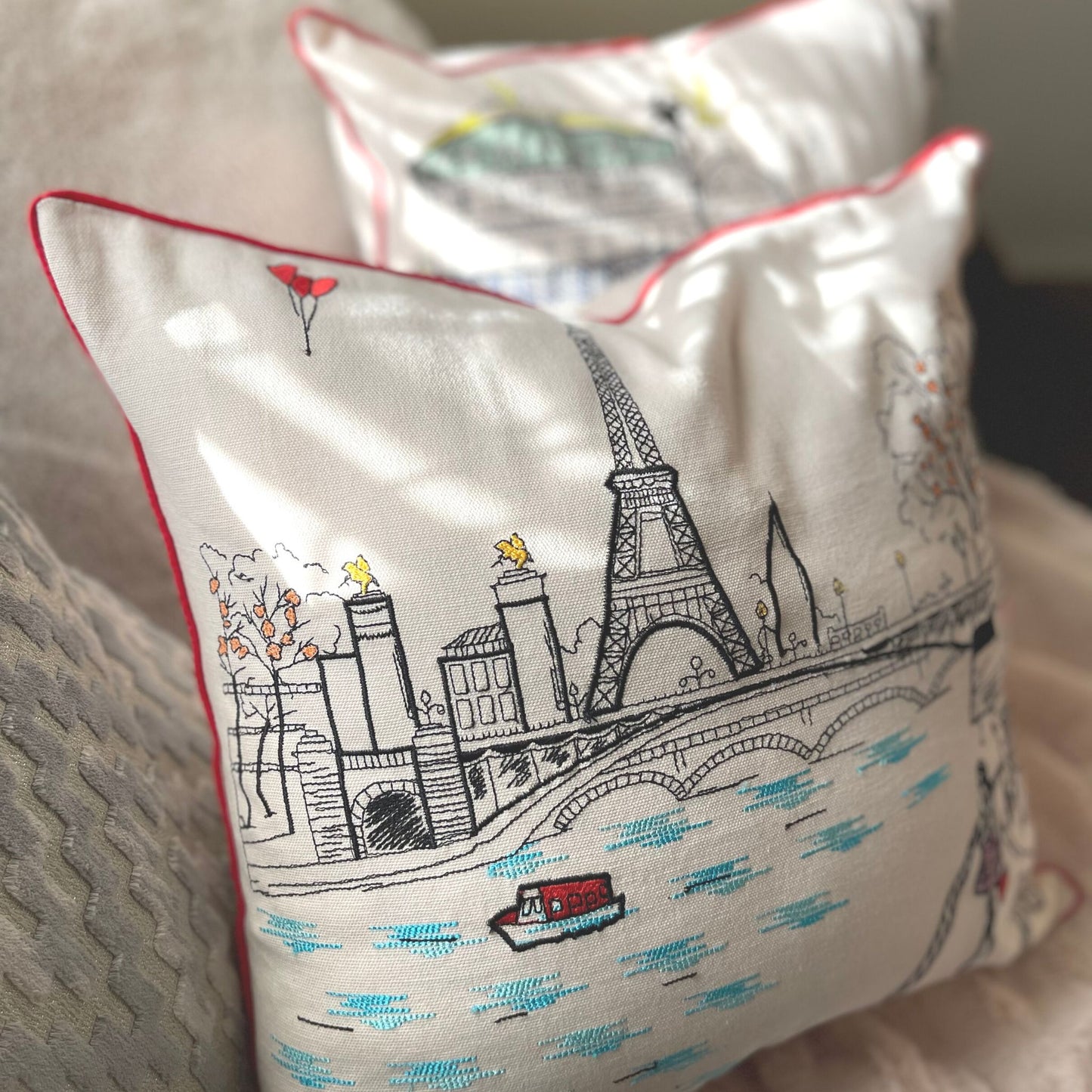 Embroidered City Artistry Collection Paris Pillow Set
