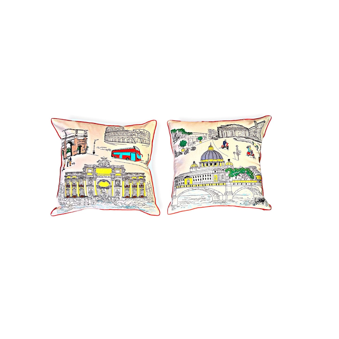 Embroidered City Artistry Collection Rome Pillow Set