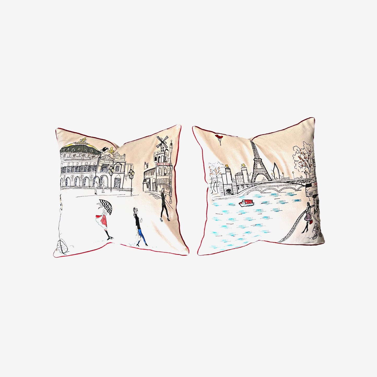 Embroidered City Artistry Collection Paris Pillow Set