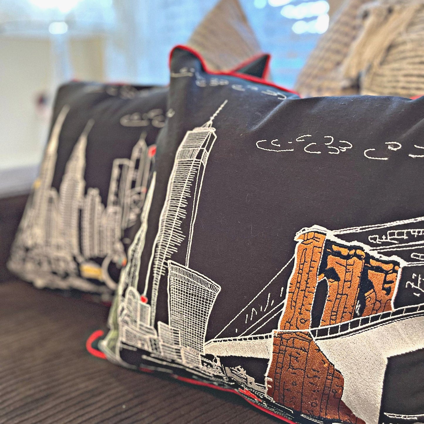 Embroidered City Artistry - New York City Pillow Set