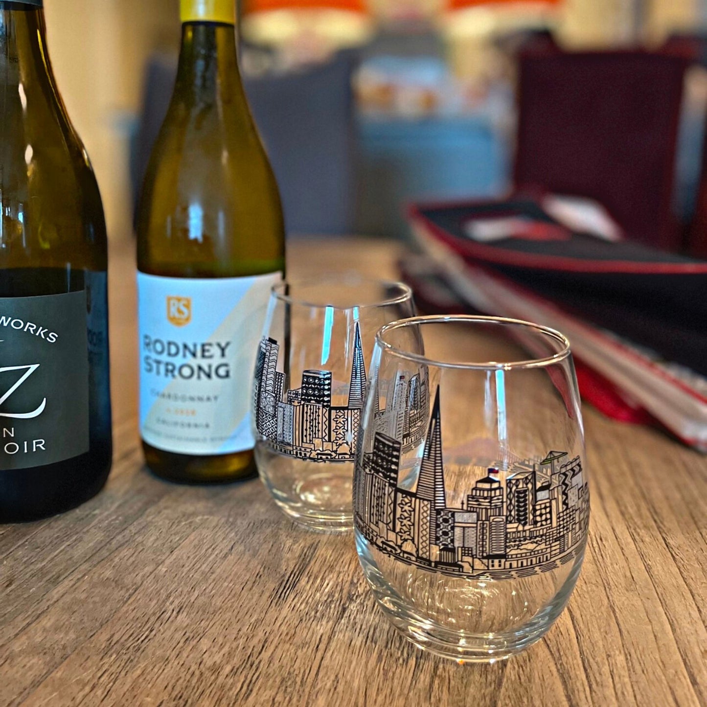 San Francisco Stemless Wine Glasses - Set of 4