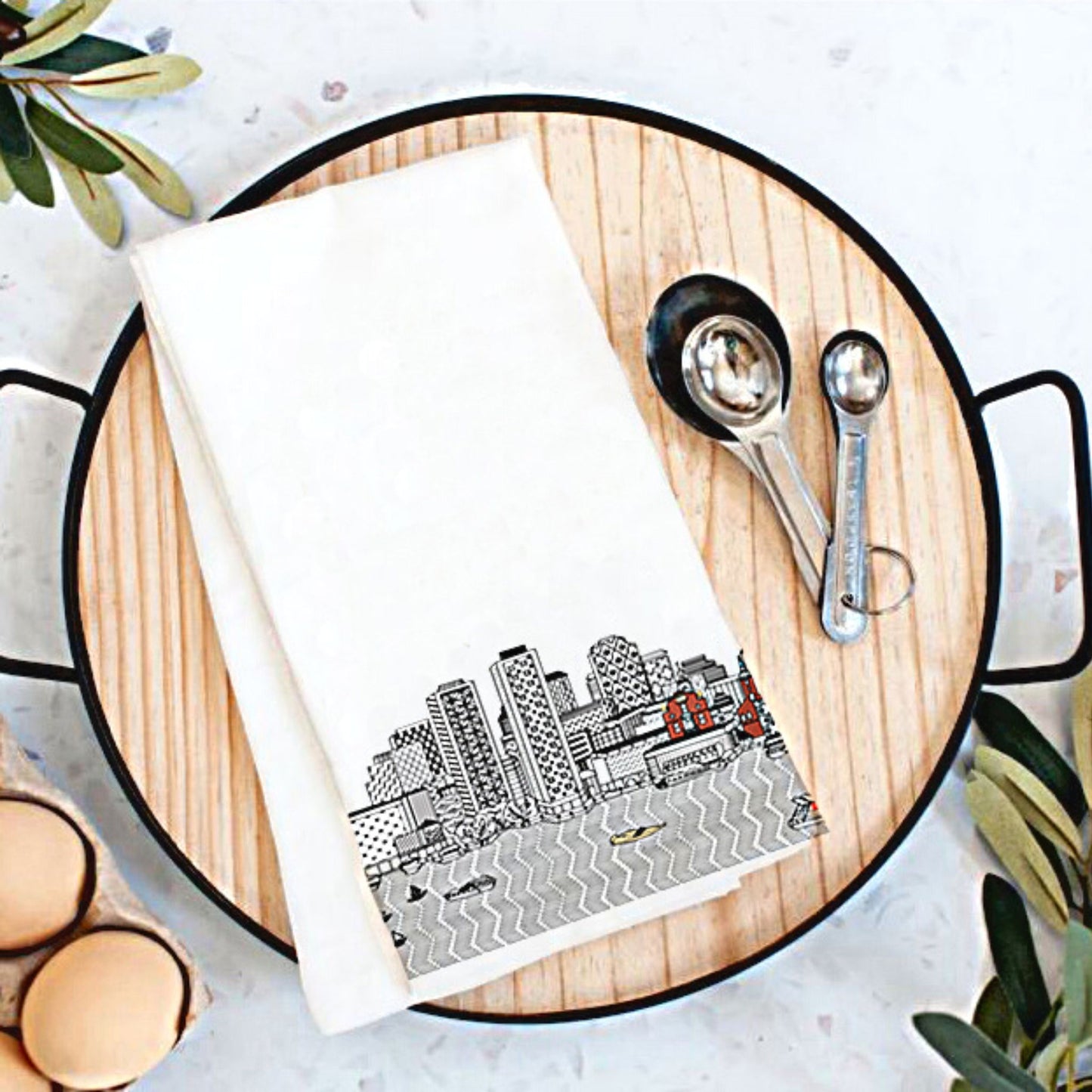 Boston Printed SkylineFlour Sack Tea Towel