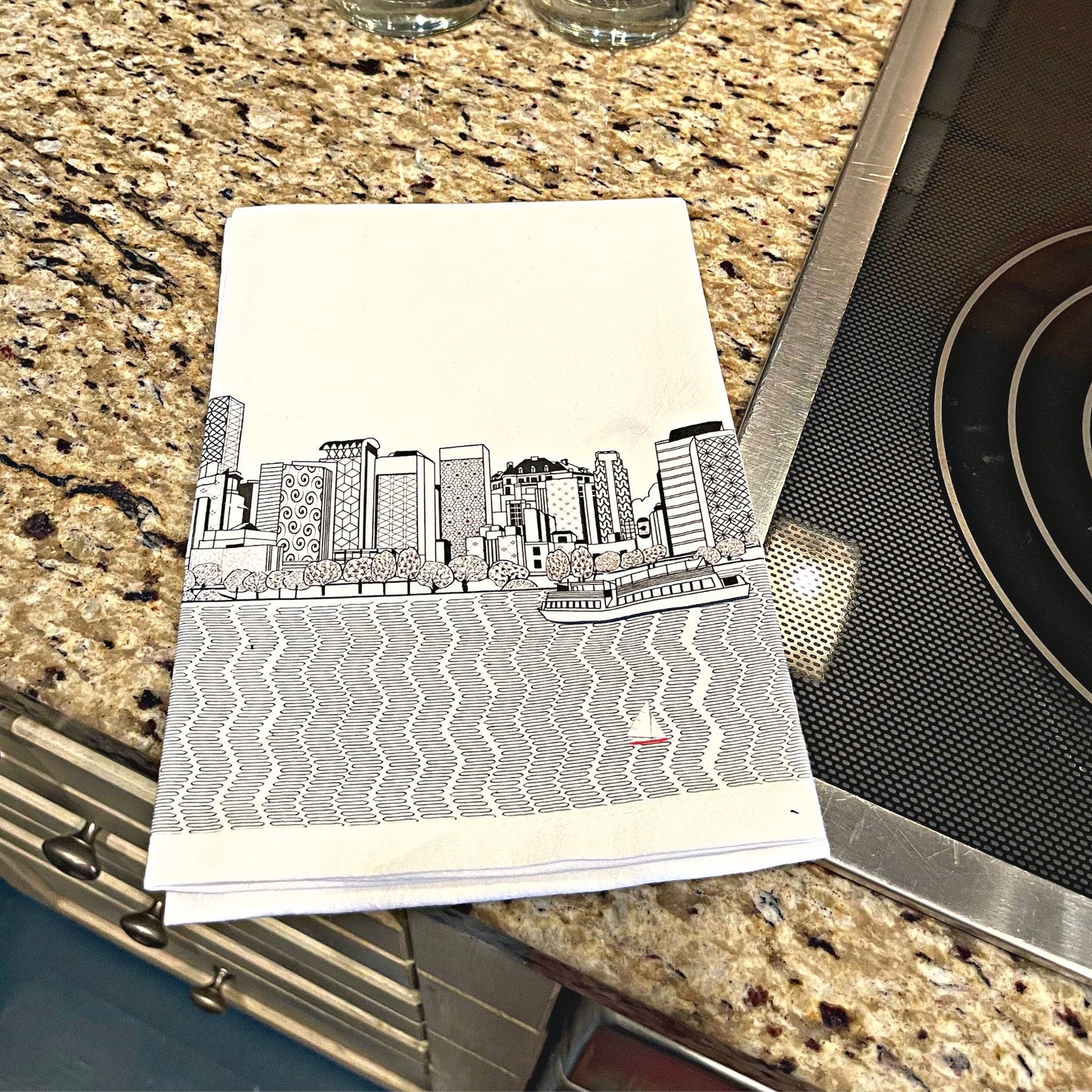 Portland Printed SkylineFlour Sack Tea Towel