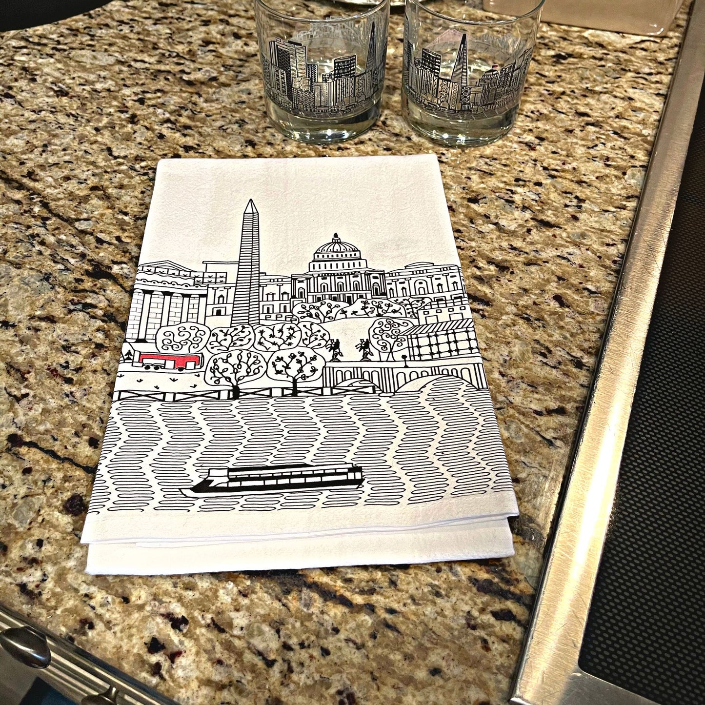 Washington DC Printed Skyline  Flour Sack Tea Towel