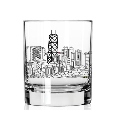 Chicago Printed Skyline Rocks Glass