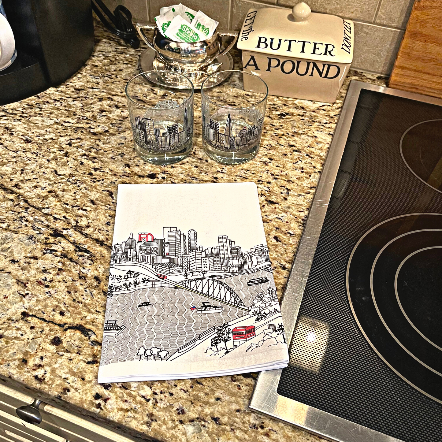 Pittsburgh Printed Skyline Flour Sack Tea Towel