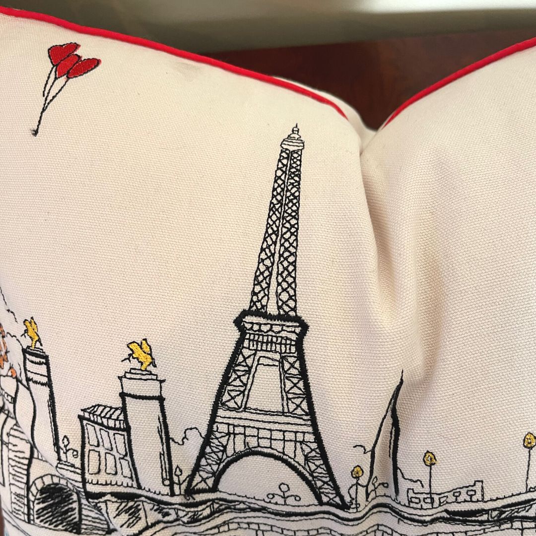 Embroidered City Artistry Collection Paris Pillow Set