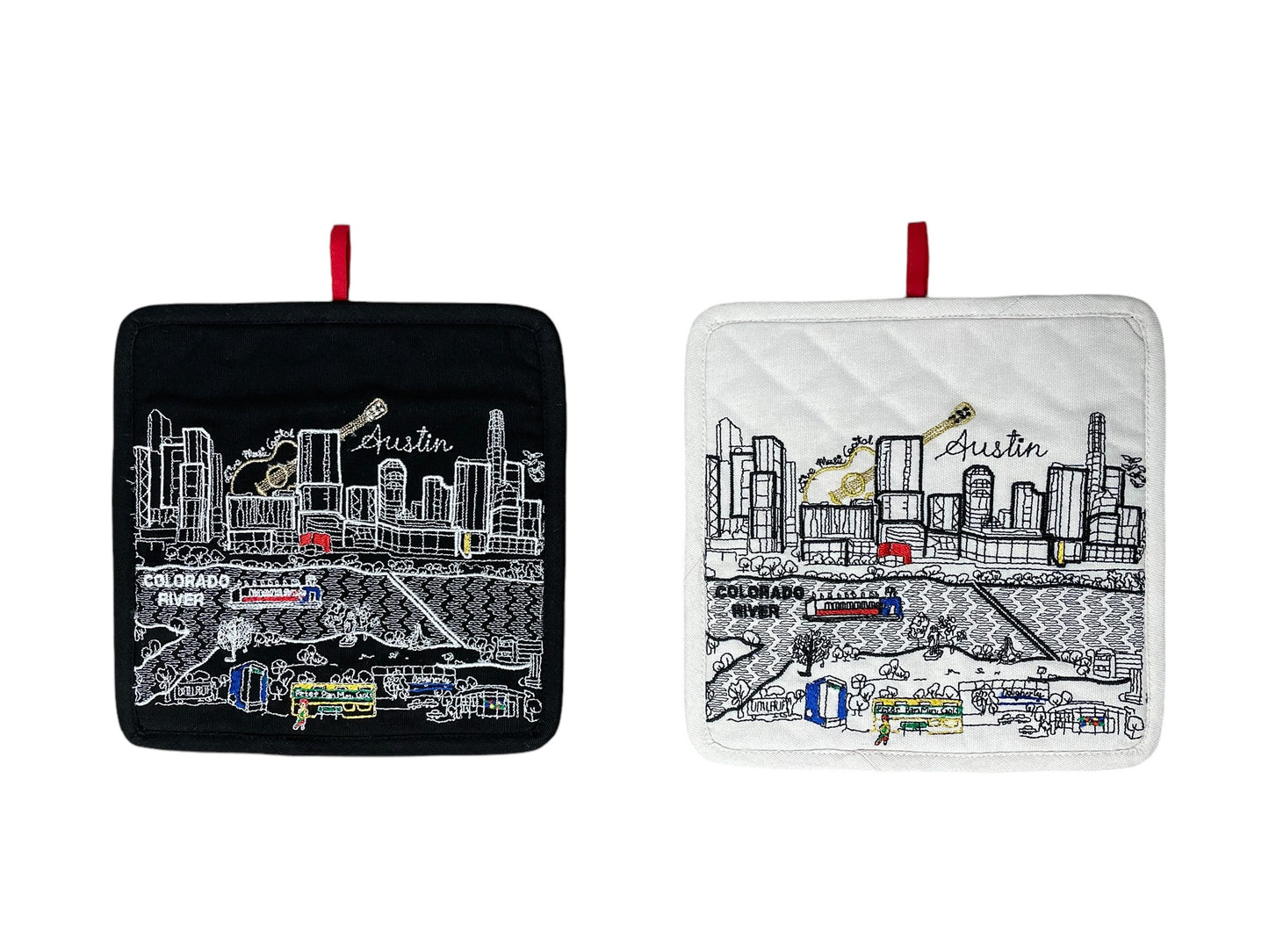 Embroidered Austin Skyline Pot Holder