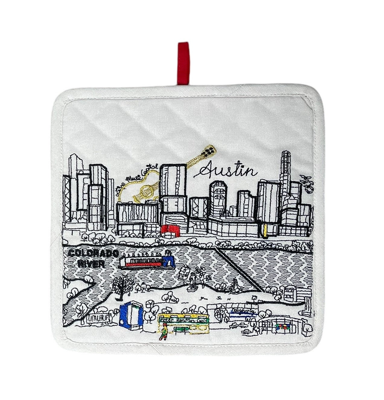 Embroidered Austin Skyline Pot Holder