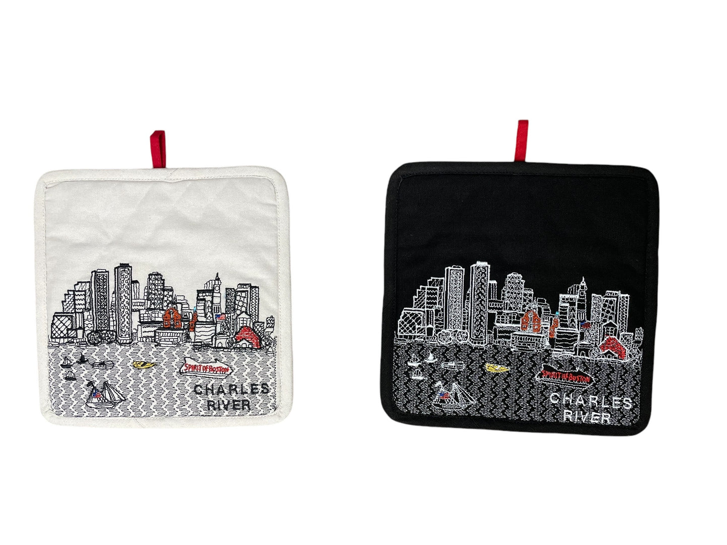 Embroidered Boston Skyline Pot Holder