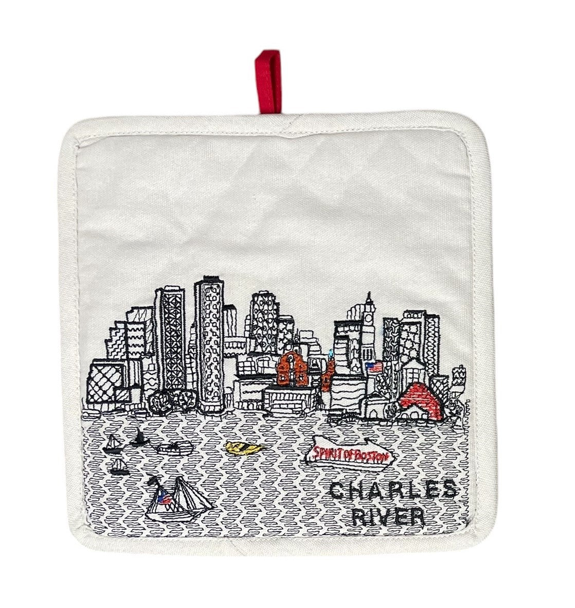 Embroidered Boston Skyline Pot Holder