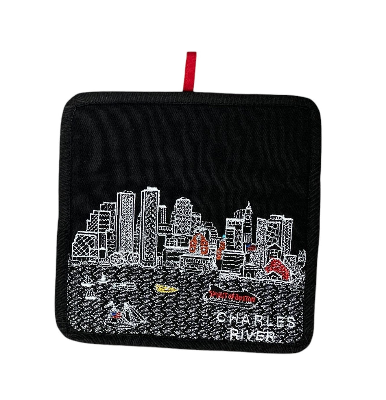 Embroidered Boston Skyline Pot Holder