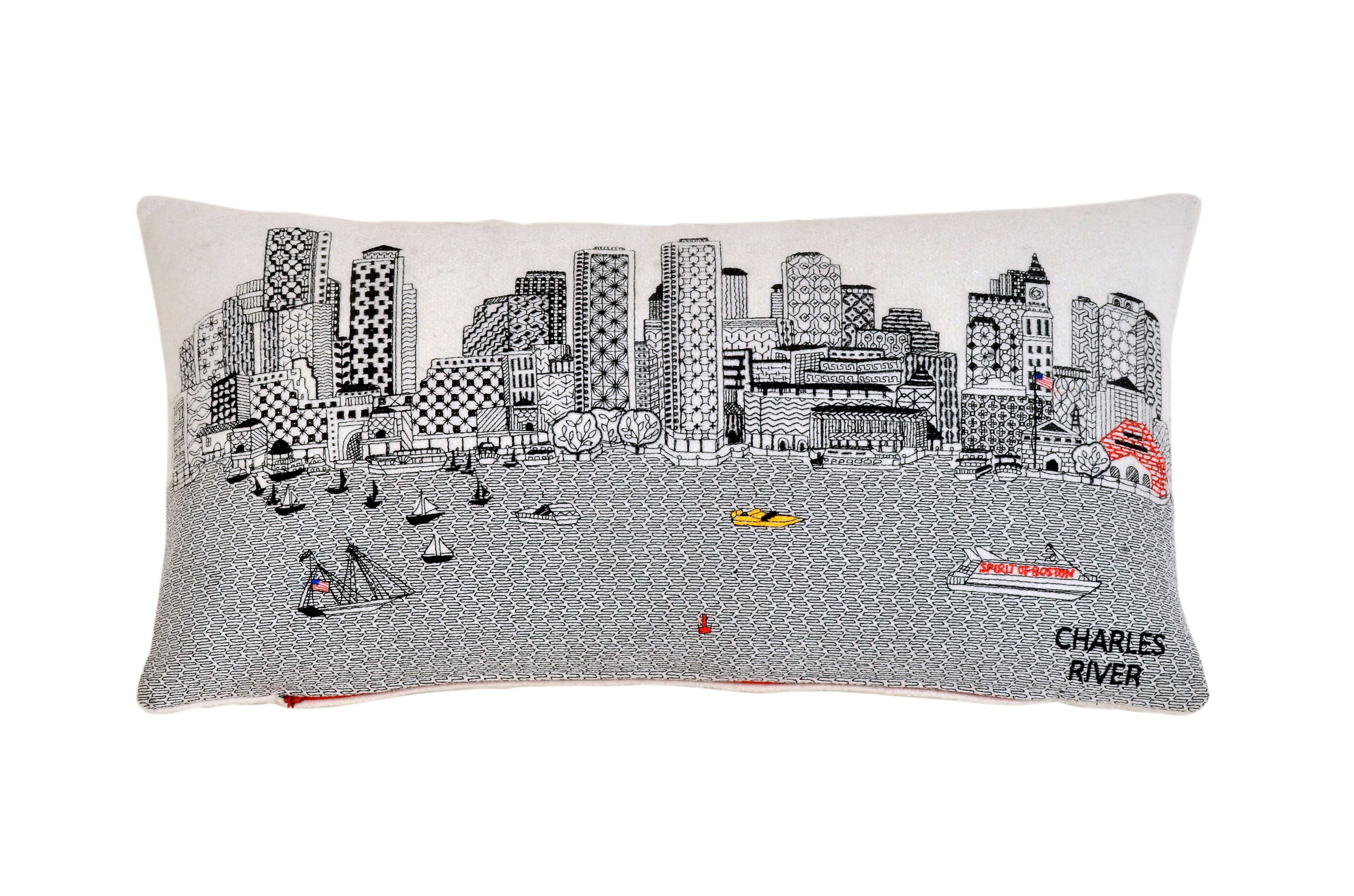 Boston Skyline Embroidered Pillow – Beyond Cushions