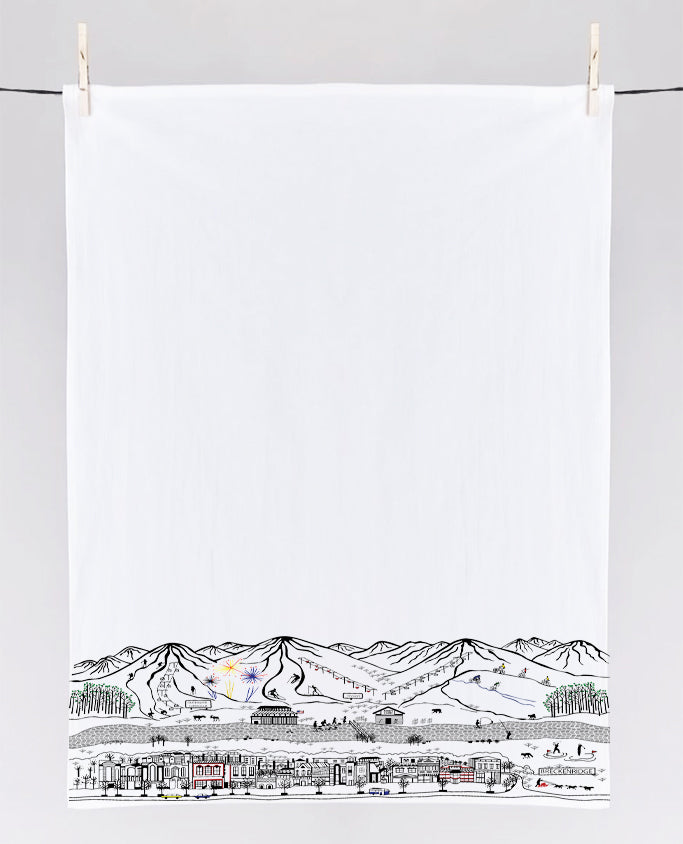 Breckenridge Printed Skyline Flour Sack Tea Towel