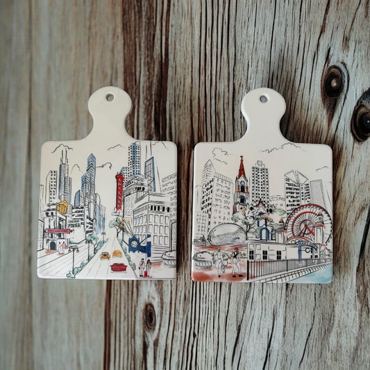 Chicago Artistry Ceramic Paddle Trivet set