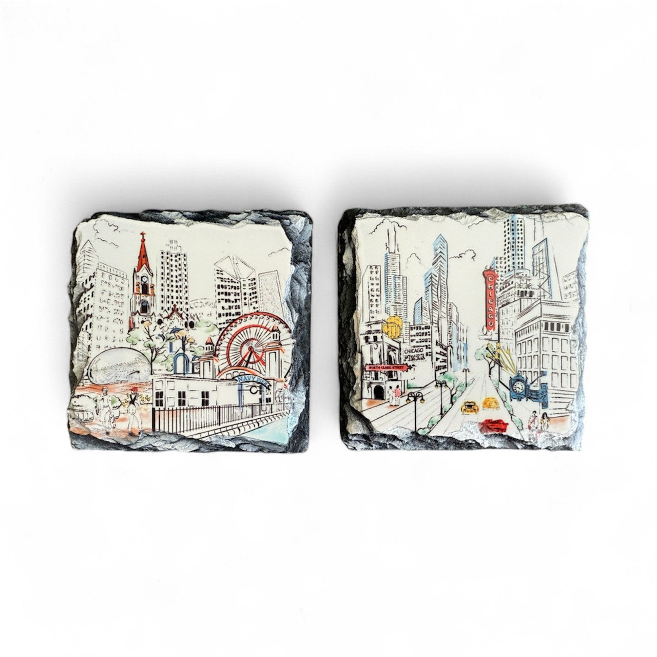 Chicago City Artistry Slate Coaster Set