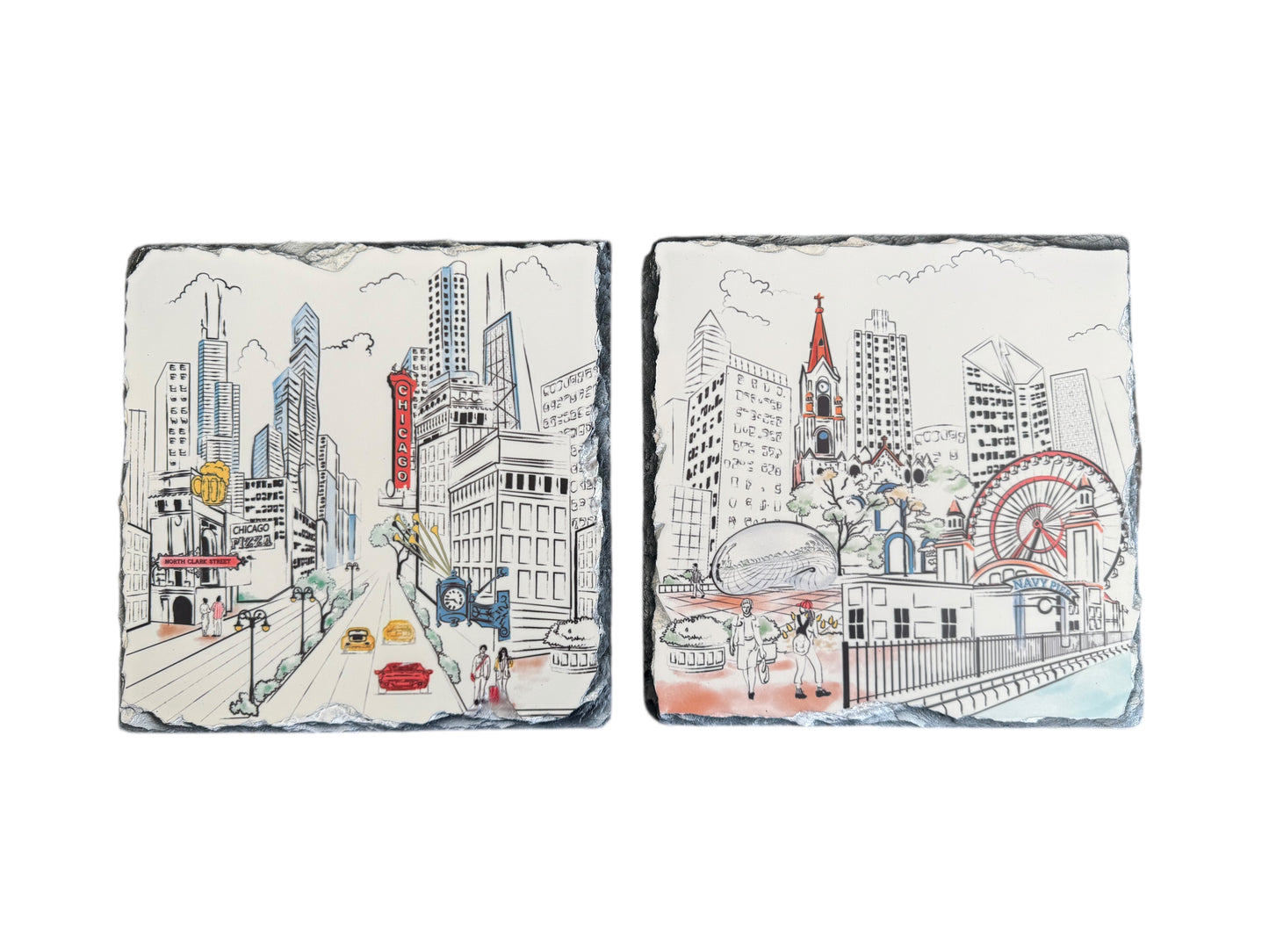 Chicago City Artistry Slate Trivet Set