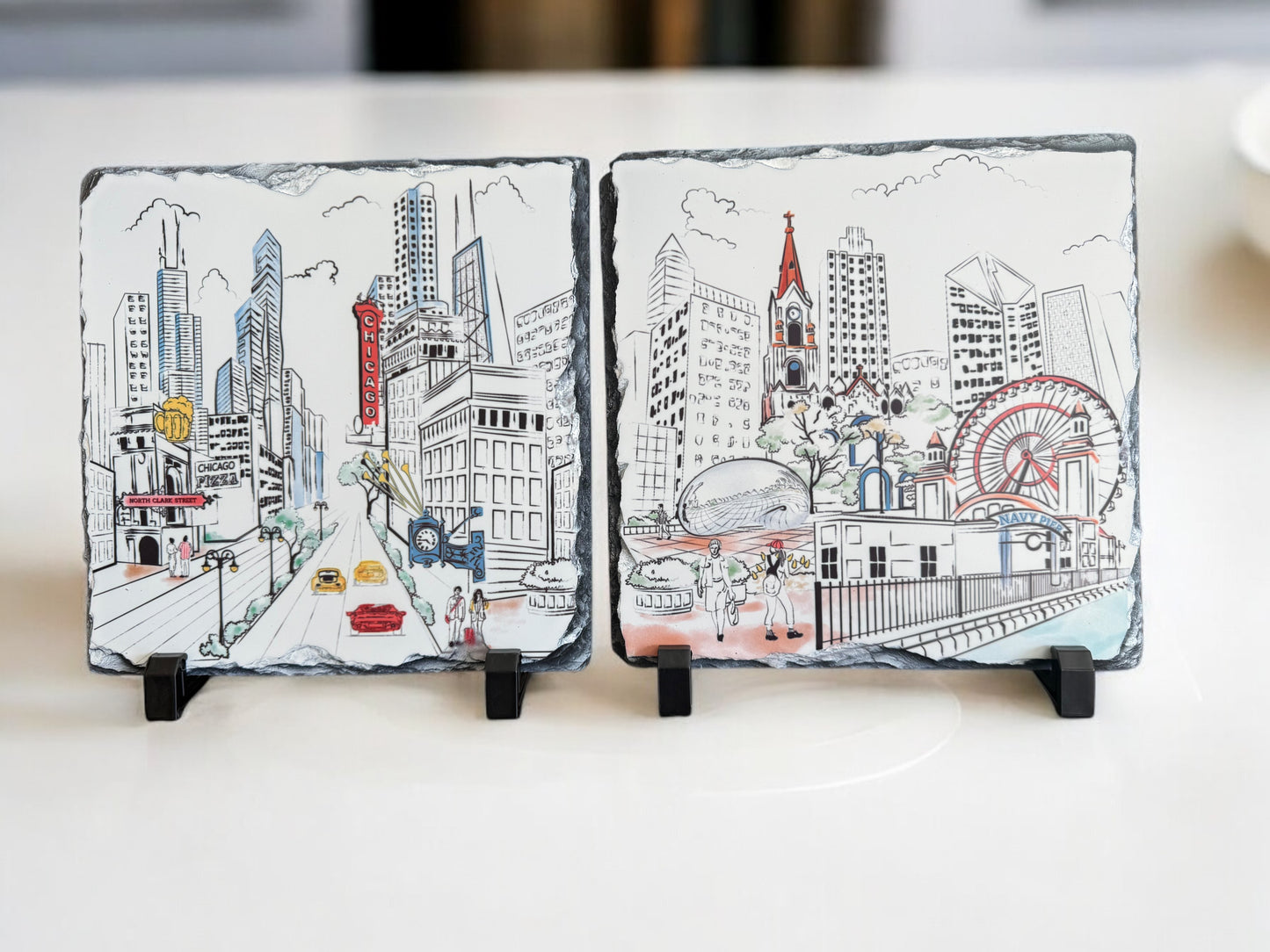 Chicago City Artistry Slate Trivet Set