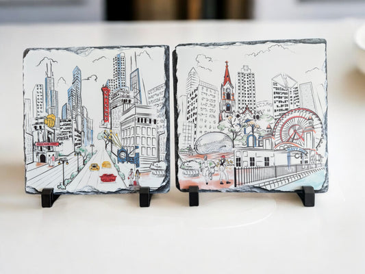 Chicago City Artistry Slate Trivet Set