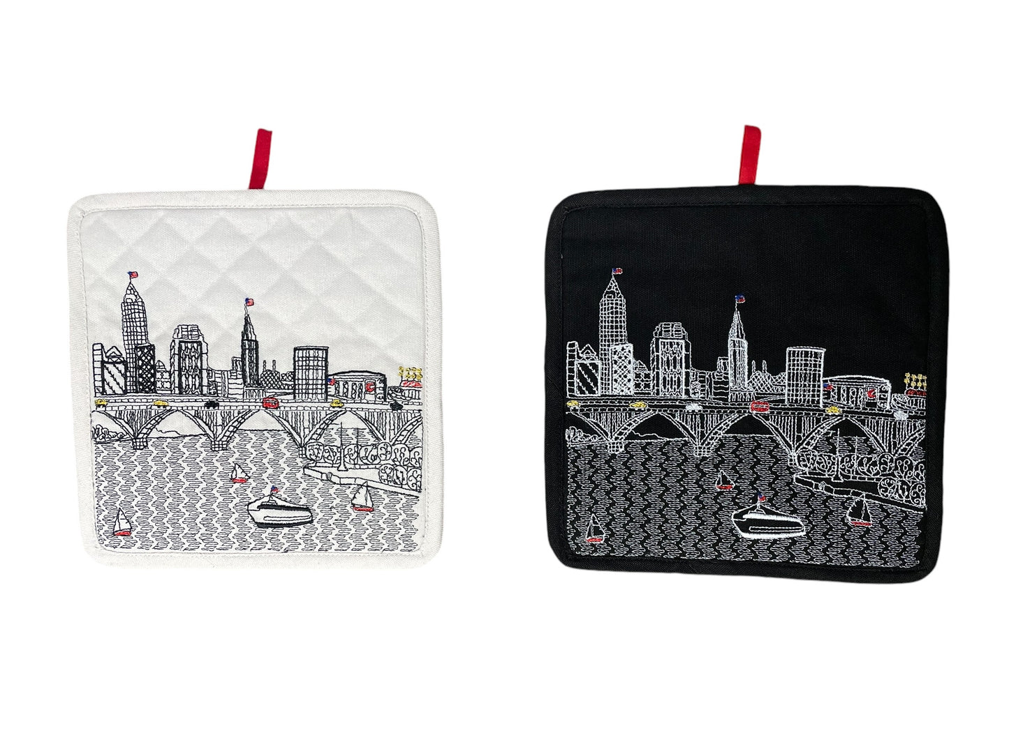 Embroidered Cleveland Skyline Pot Holder