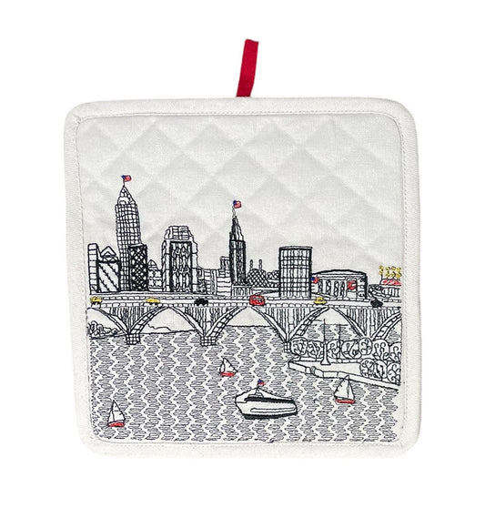 Embroidered Cleveland Skyline Pot Holder