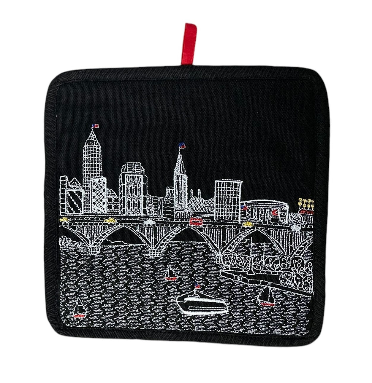 Embroidered Cleveland Skyline Pot Holder