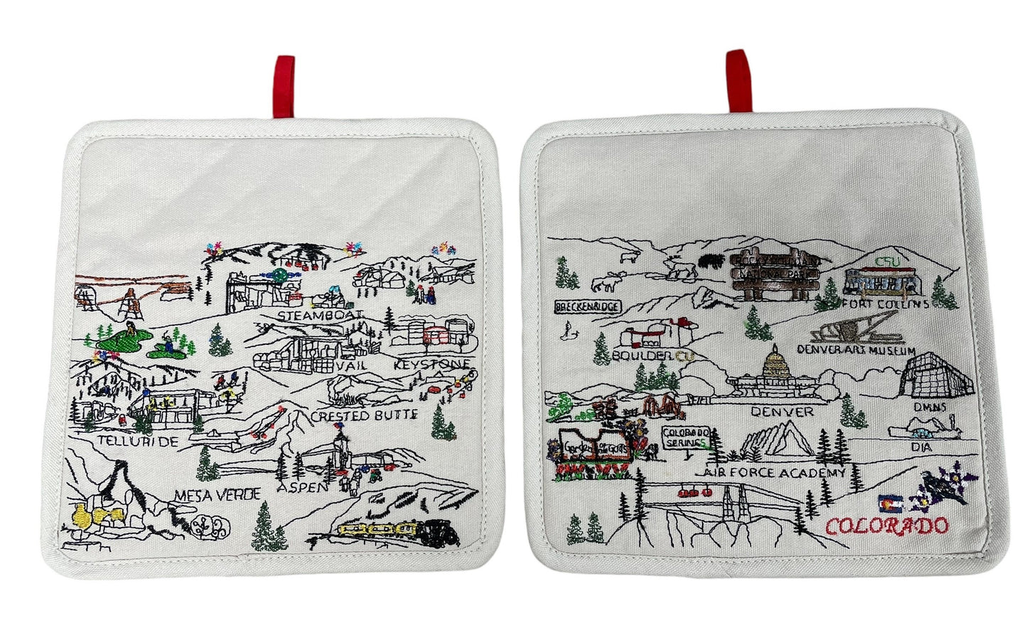 Embroidered Colorado Skyline Pot Holder Set