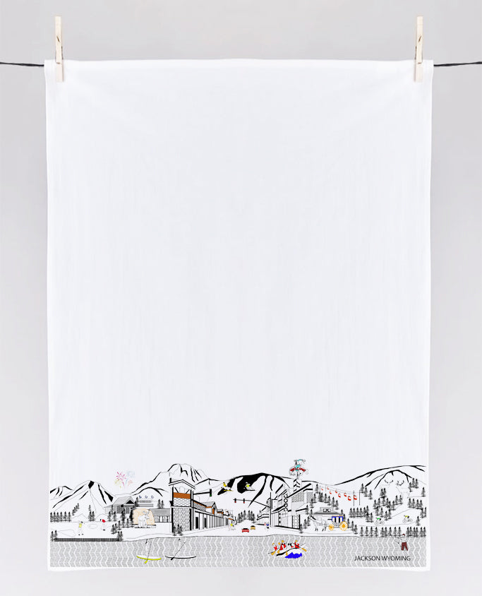 Jackson Hole  Printed Skyline Flour Sack Tea Towel