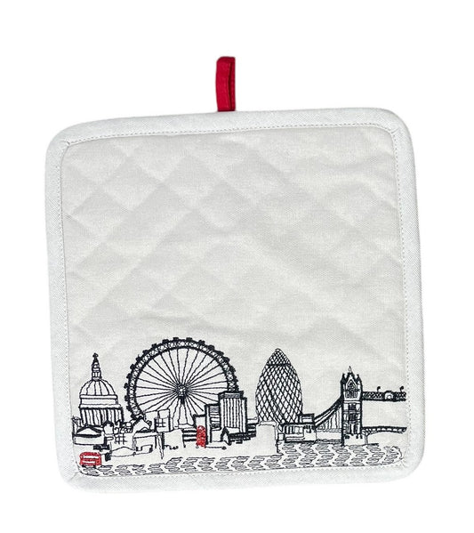 Embroidered London Skyline Pot Holder