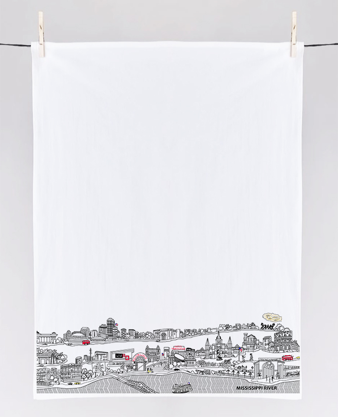 New Orleans Printed Skyline Flour Sack Tea Towel