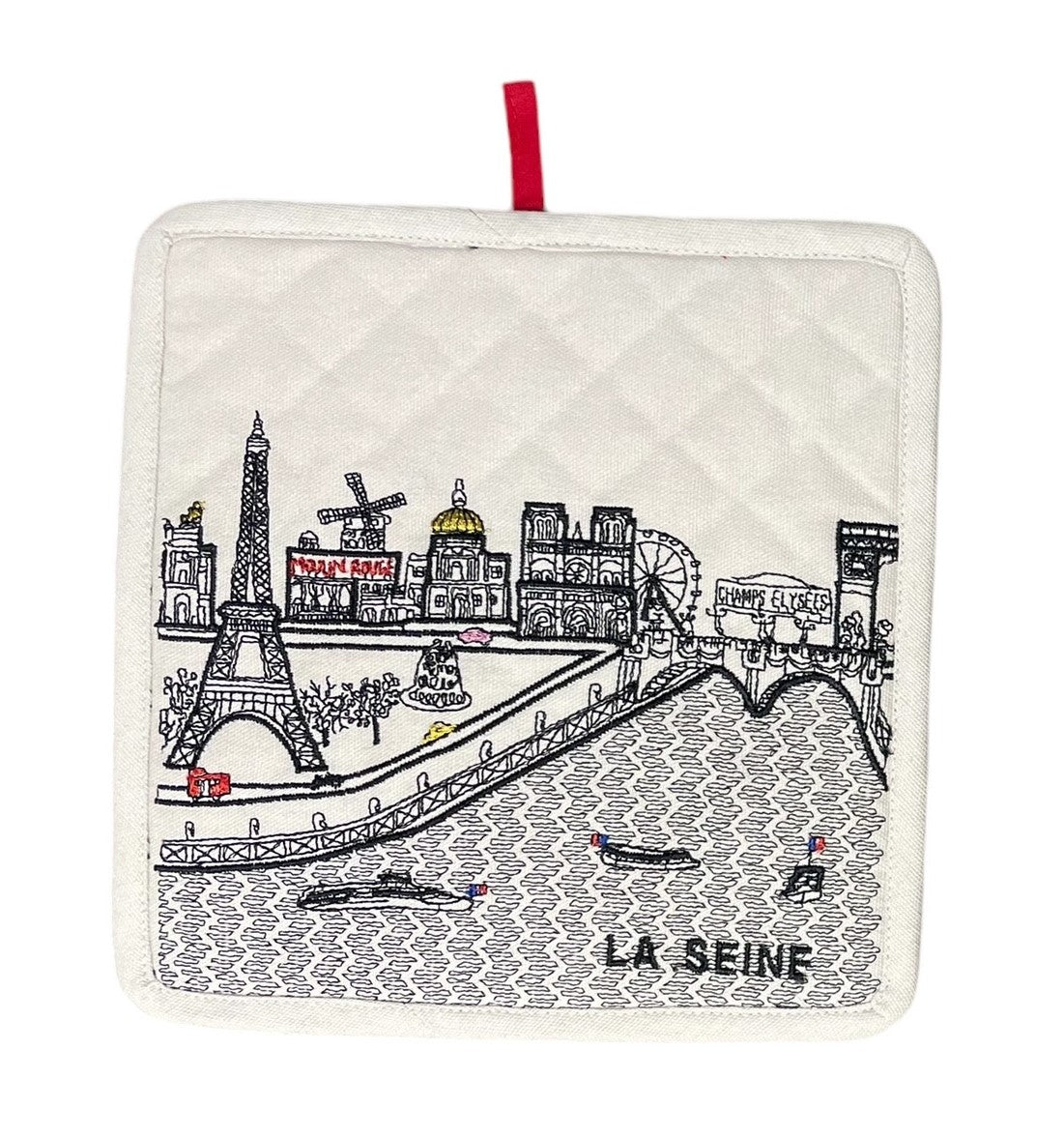 Embroidered Paris Skyline Pot Holder