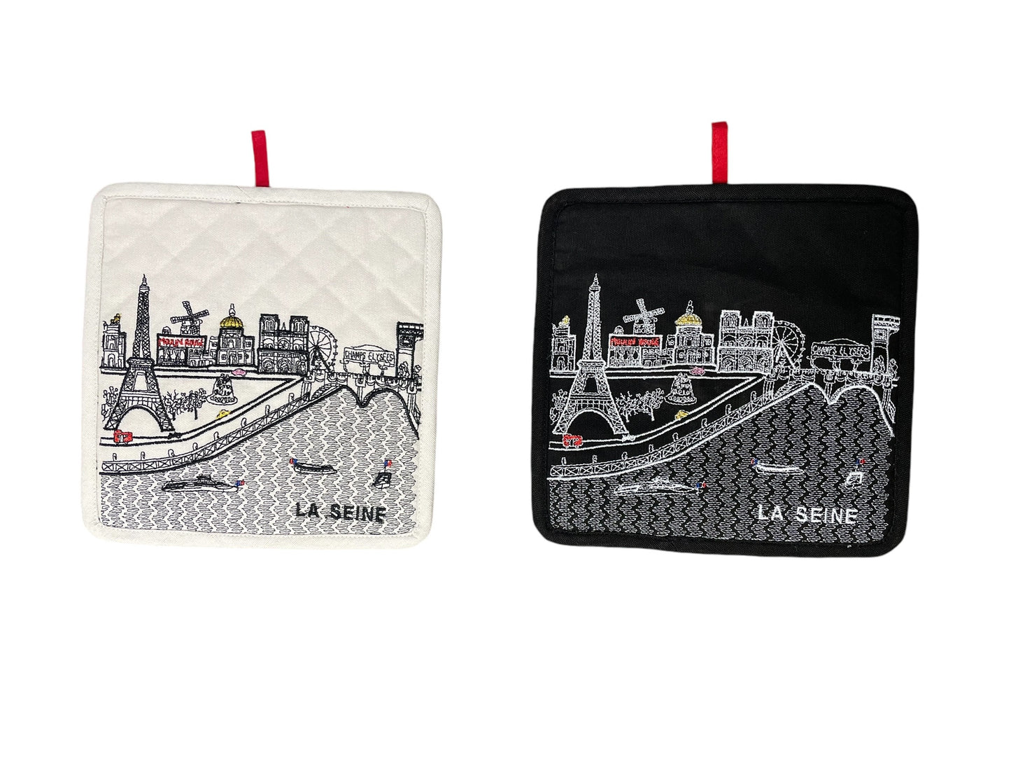 Embroidered Paris Skyline Pot Holder