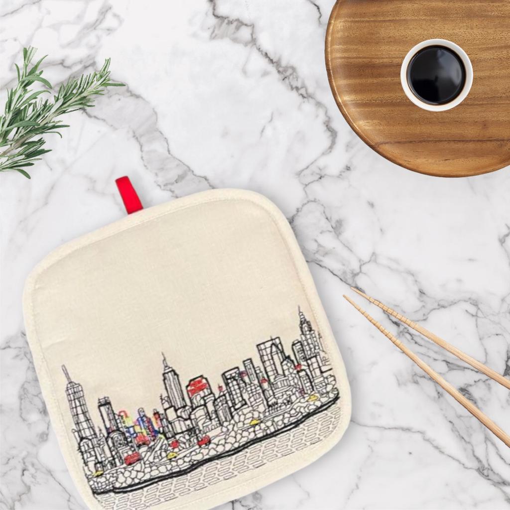 Embroidered NYC Skyline Pot Holder