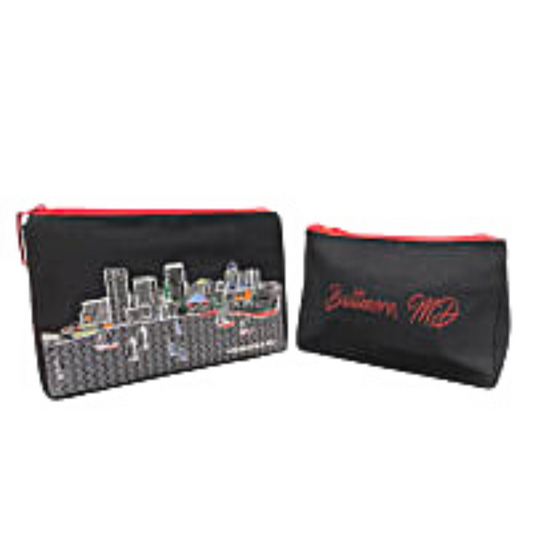 Embroidered Baltimore Skyline Makeup Bag Set