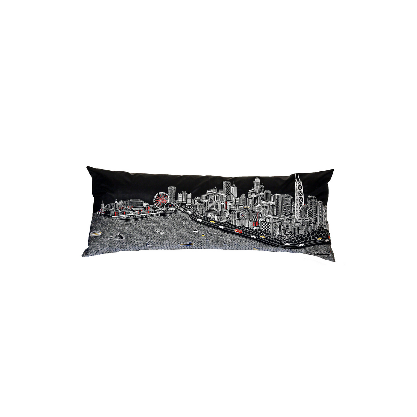 Chicago Skyline Embroidered Pillow Beyond Cushions